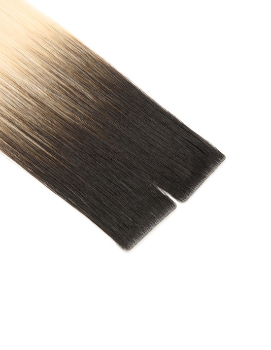 Invisible Tape Extension Ombre Schwarz Platin Intensiv- 45/50cm