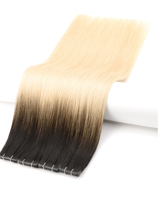 Invisible Tape Extension Ombre Schwarz Platin Intensiv- 45/50cm