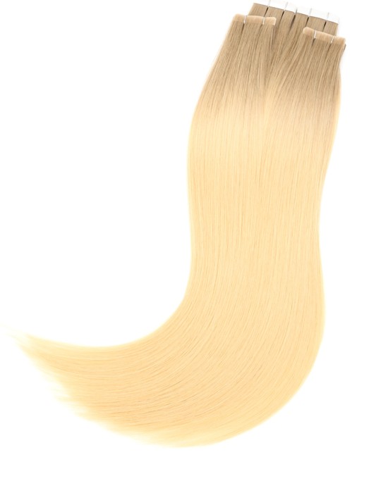 Invisible Ombre-Haarverlängerung mit injected Tape Hair - Asch Hellblond