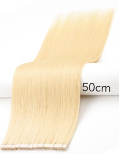 Extension en Bandes Adhésives Blond Clair - 100% Cheveux Naturels, Remy Hair