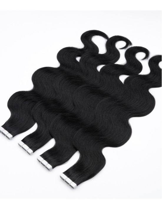Extension cheveux noir – Extension Adhésive Ondulée – Extens Hair