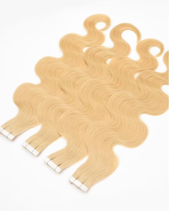Günstig Tape Extensions - Echthaar Karamellblond 50 cm - Kostenloser Versand