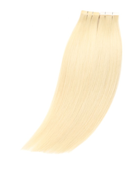 Extensions Adhésives Cheveux Naturels - Mèches Blondes platine 30 cm