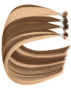 25 Extensions kératine méchées Châtain Clair Chocolat - Exten's Hair