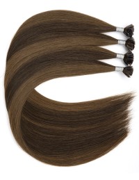 25 Haarverlängerung Bonding-Extensions in Dunkel Braun & Schwarz
