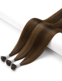 25 Haarverlängerung Bonding-Extensions in Dunkel Braun & Schwarz