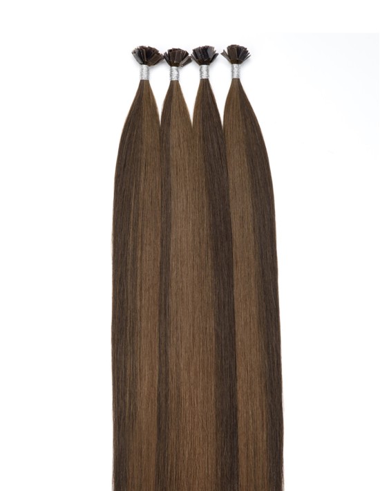 25 Haarverlängerung Bonding-Extensions in Dunkel Braun & Schwarz