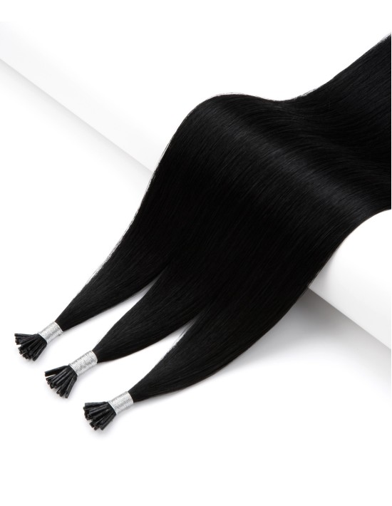 Haarverlängerung mit Microrings - Schwarz Echthaar Strähnen ExtensHair