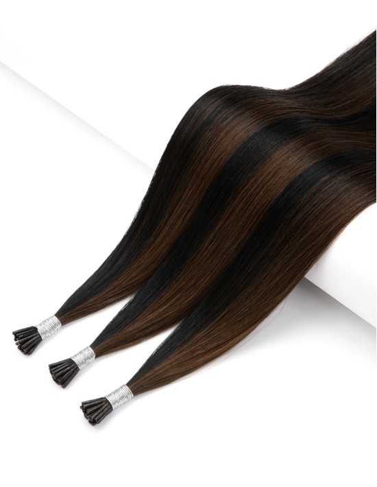 25 microring Extensions in Dunkle Kupferbraun - Keratin Haarverlängerung