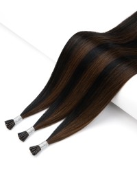 25 microring Extensions in Dunkle Kupferbraun - Keratin Haarverlängerung