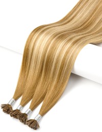 Bonding Extension 70cm  Balayage Aschbraun & Highlight - Keratin Echthaarverlängerung 70cm