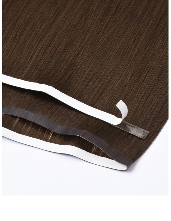 Lange Seamless Klebe-Extensions 60 cm - Dunkel Braun Echthaar 9A+