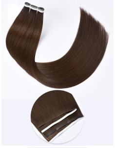 Lange Seamless Klebe-Extensions 60 cm - Dunkel Braun Echthaar 9A+