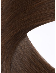 Lange Seamless Klebe-Extensions 60 cm - Dunkel Braun Echthaar 9A+ 2