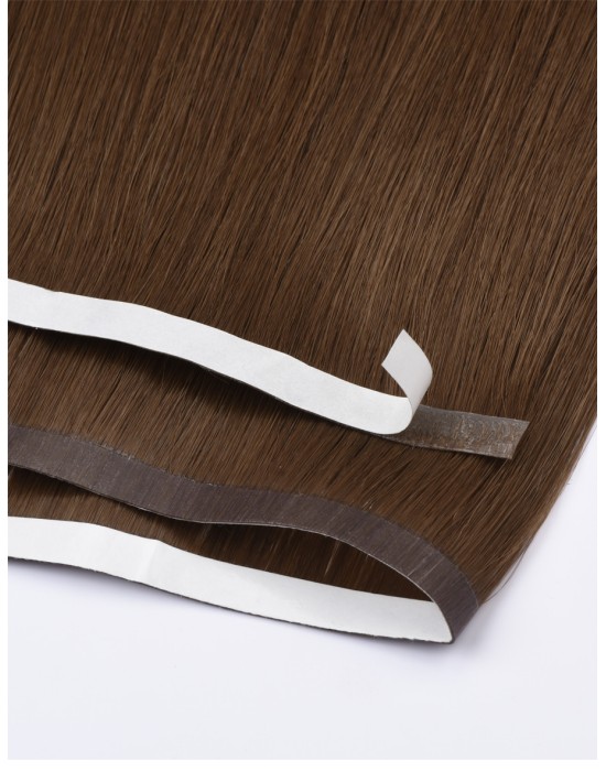 Lange Tape Haarverlängerung Seamless 60 cm - Braun Echthaar 9A+