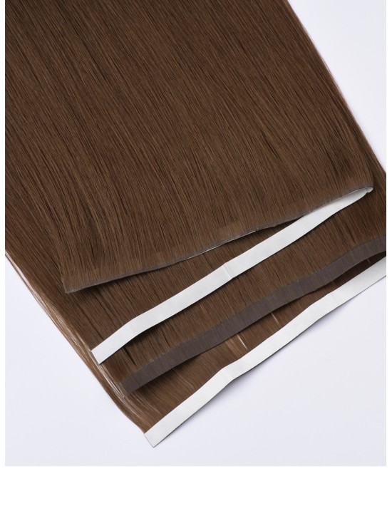 Lange Tape Haarverlängerung Seamless 60 cm - Braun Echthaar 9A+
