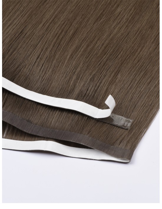 Longue Extension à Coller Monobande Brun Clair Cendré 60 cm - Qualité 9A+