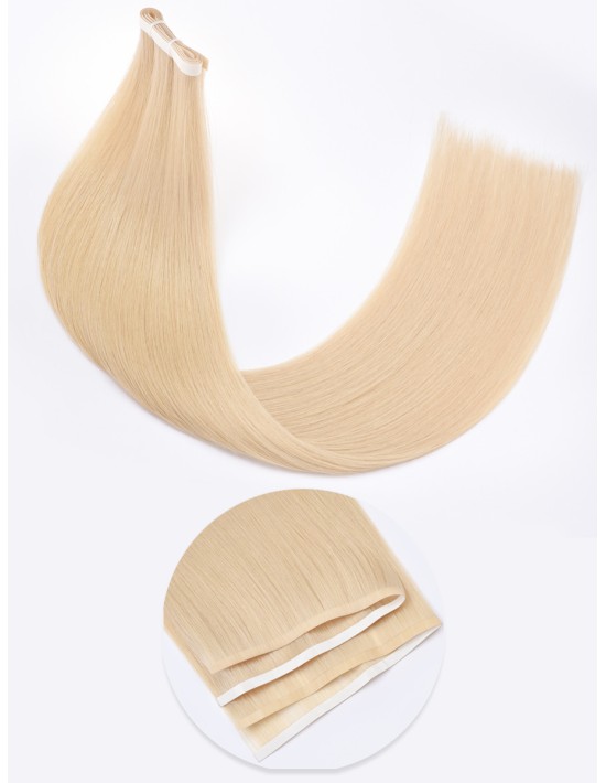 Haar Klebestreifen Lange Tape 60 cm - Ashy Beige Blond Echthaar 9A+