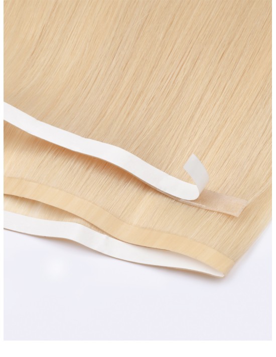 Haar Klebestreifen Lange Tape 60 cm - Ashy Beige Blond Echthaar 9A+