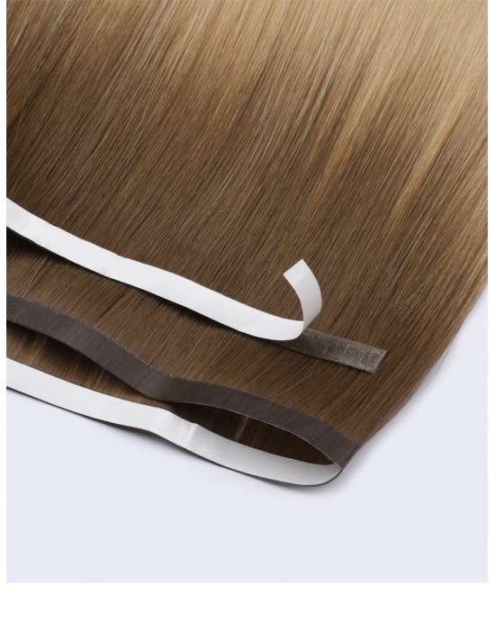 Tape Haarverlängerung Skin Weft Lange 60 cm - Ombré Ashy Latte Echthaar 9A+