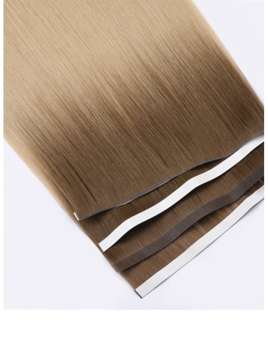 Tape Haarverlängerung Skin Weft Lange 60 cm - Ombré Ashy Latte Echthaar 9A+