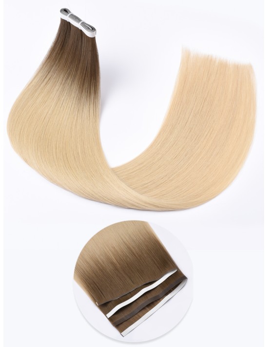 Extension Adhésive Monobande Ombré Latte Cendré 60 cm - Naturel 9A+