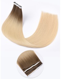 Tape Haarverlängerung Skin Weft Lange 60 cm - Ombré Ashy Latte Echthaar 9A+ Tape Haarverlängerung Skin Weft Lange 60 cm - Ombré Ashy Latte Echthaar 9A+