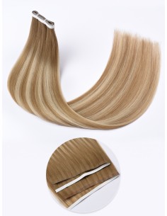 Tape Haarverlängerung Skin Weft Lange 60 cm - Ombré Ashy Latte Echthaar 9A+