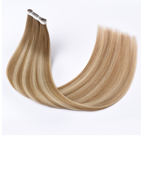 Extensions Tape Hair Monobande Balayage Brun Cendré Blond 60 cm - Cheveux Naturels 9A+