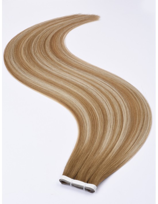 Extensions Tape Hair Monobande Balayage Brun Cendré Blond 60 cm - Cheveux Naturels 9A+
