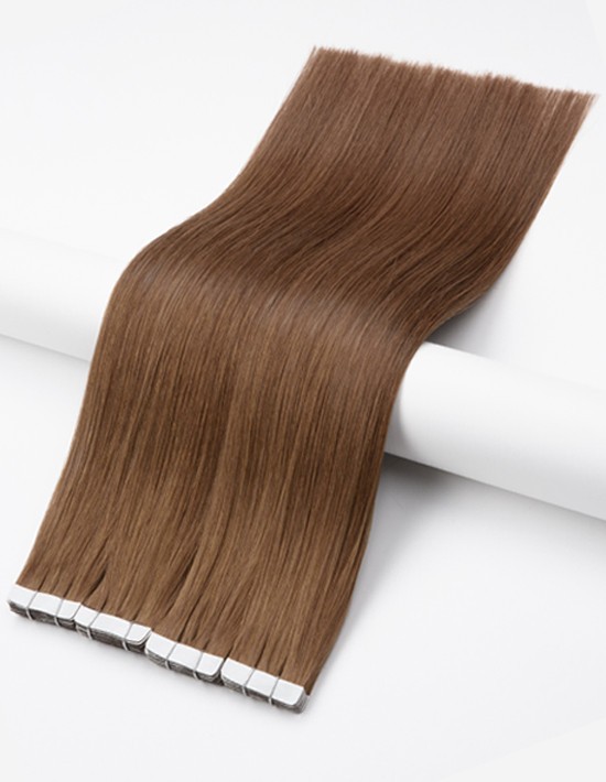 Extension Adhésive en cheveux Naturels Brun 30cm mi-longues