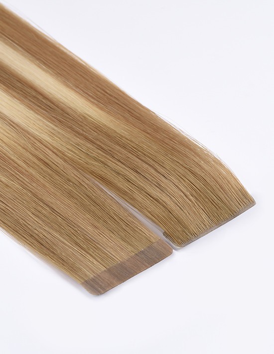 Extensions bandes adhésives Balayage Brun Cendré Blond T8-8/60 - 30 cm