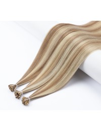 Extensions kératine Balayage Miel Platine Cendré - 30 cm