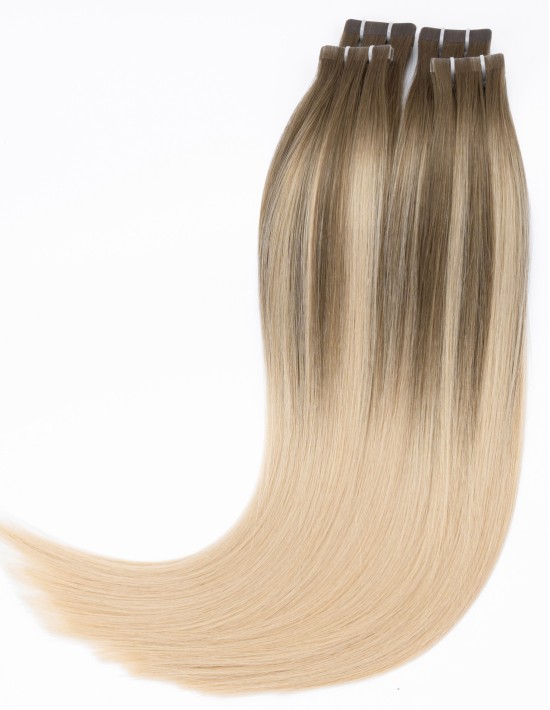 Invisible Tape Extensions 9A/60A – Ombré Sand-Aschblond 50cm | Extens Hair
