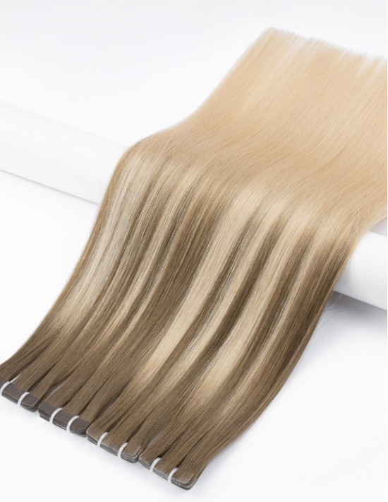 Invisible Tape Extensions 9A/60A – Ombré Sand-Aschblond 50cm | Extens Hair