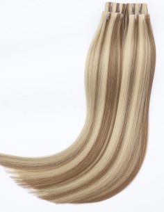 Extensions adhésives invisibles P12/60 – Balayage Miel Platine Cendré 50cm | Extens Hair
