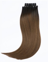 Extension cheveux adhésives B1B-2/6 – Ombré Châtain Foncé 50cm | Extens Hair