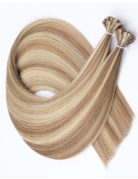 Extension kératine P12/60 – Balayage Miel Platine Cendré 25 mèches 50cm | Extens Hair