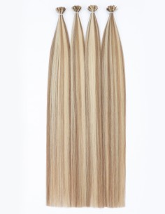 Extension kératine P12/60 – Balayage Miel Platine Cendré 25 mèches 50cm | Extens Hair