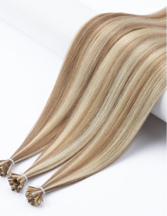 Extension Kératine P1260 : balayage miel platine cendré 70 cm