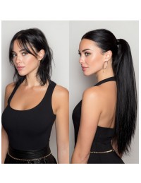 Echthaar im Ponytail Schwarz intensiv
