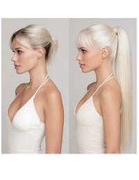 Cheveux naturels en ponytail Blond polaire 70