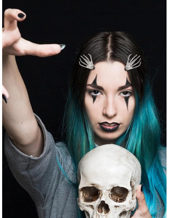 Pince cheveux squelette strass | Accessoire Halloween