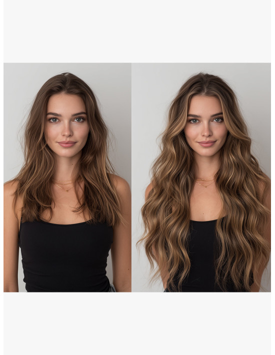 Pack d’extensions adhésives 70 cm, mèches Remy Hair prêtes à poser
