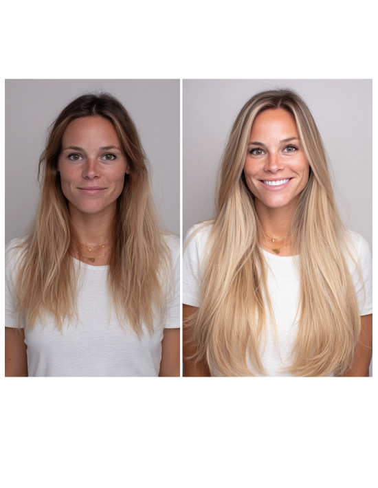 Avant/après extensions adhésives 50 cm