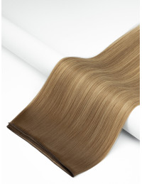 Natürliche russische Tresse mit Sand-Balayage 50 cm 8C/88 auf beigeblondem Haar