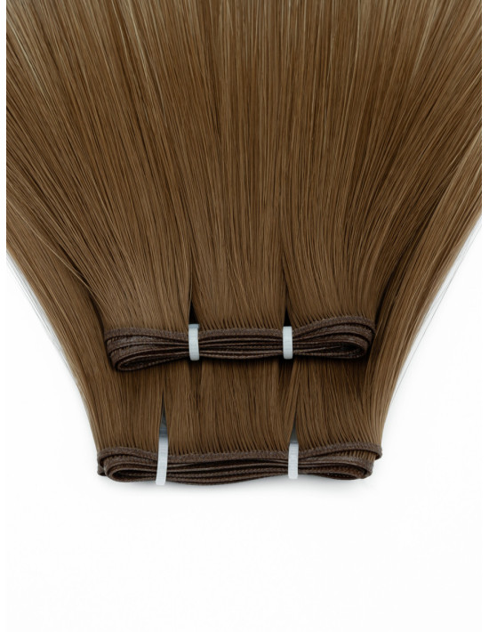 Gros plan sur tissage caucasien ombré bronde 50cm et la couture ultra fine