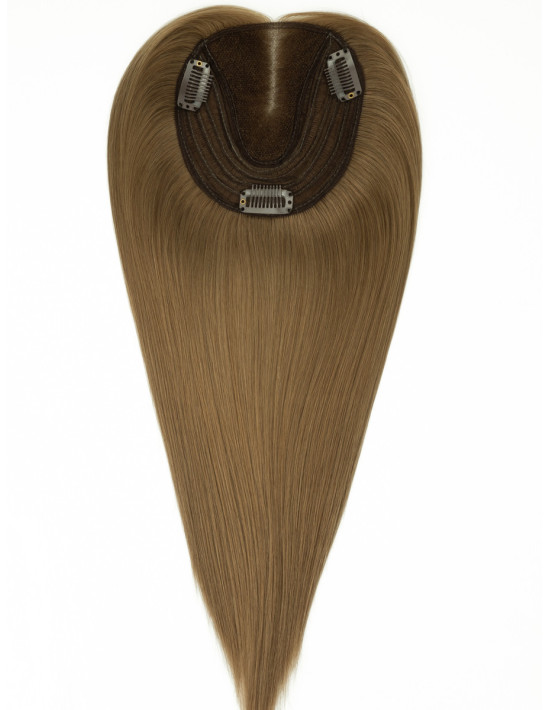 Topper en cheveux 100 % Remy – Brun Clair Cendré 8A – 50 g