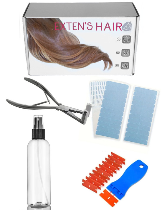 Pack professionnel extensions adhésives – Scotch, pince, grattoir & remover | Extens Hair