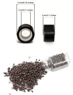 Silikon-Ringe Dunkelbraun für Kaltmethode und Tressen auf dunkelbraunem Haar | Extens Hair 2